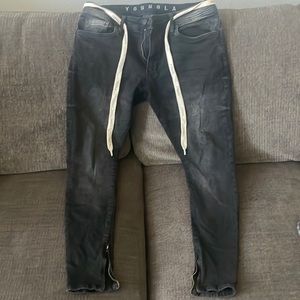 Black washed YoungLA jeans with zippered ankles. Size 32/30